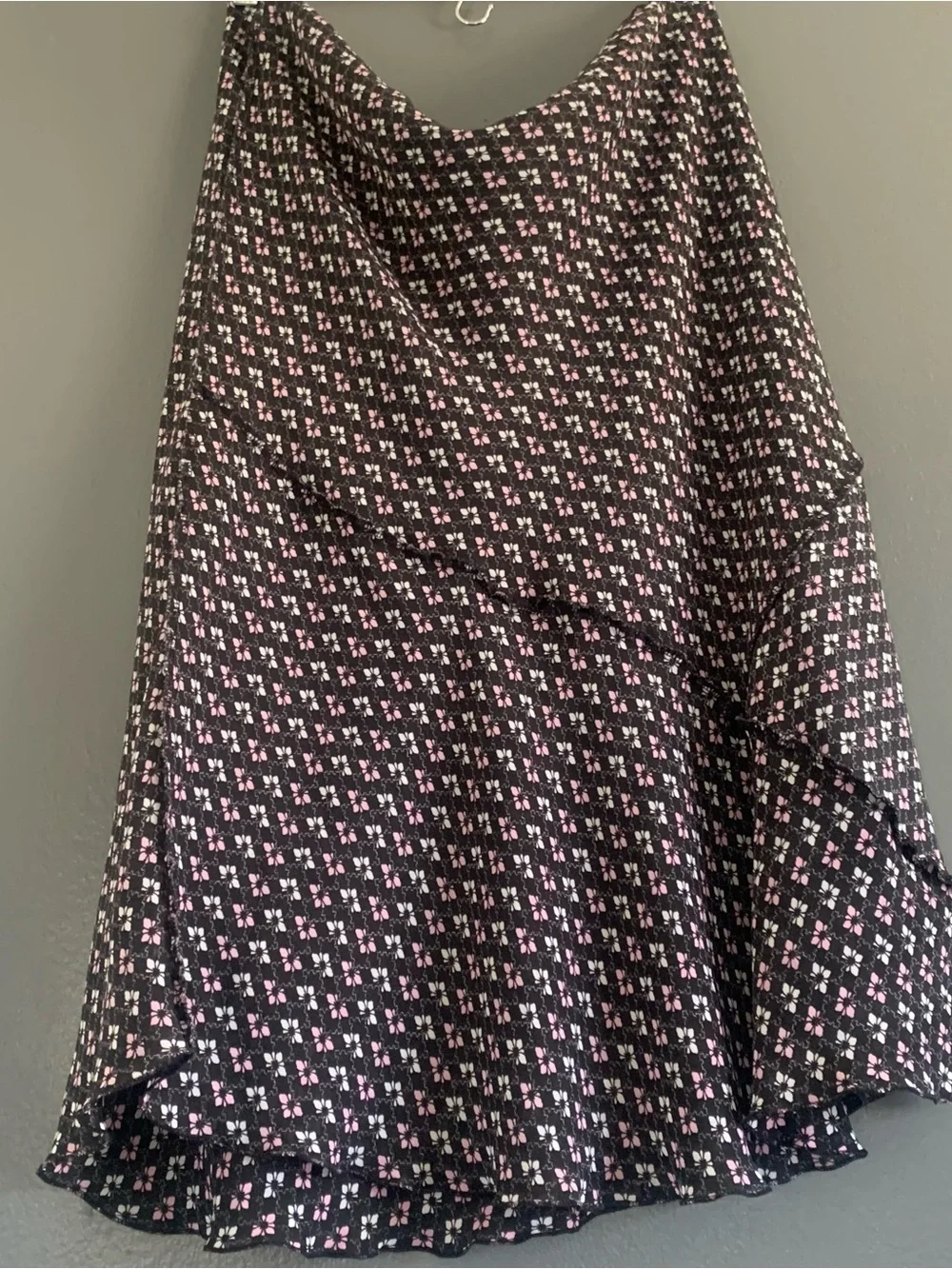 Black Maxi Skirt with Pink Geometric Print